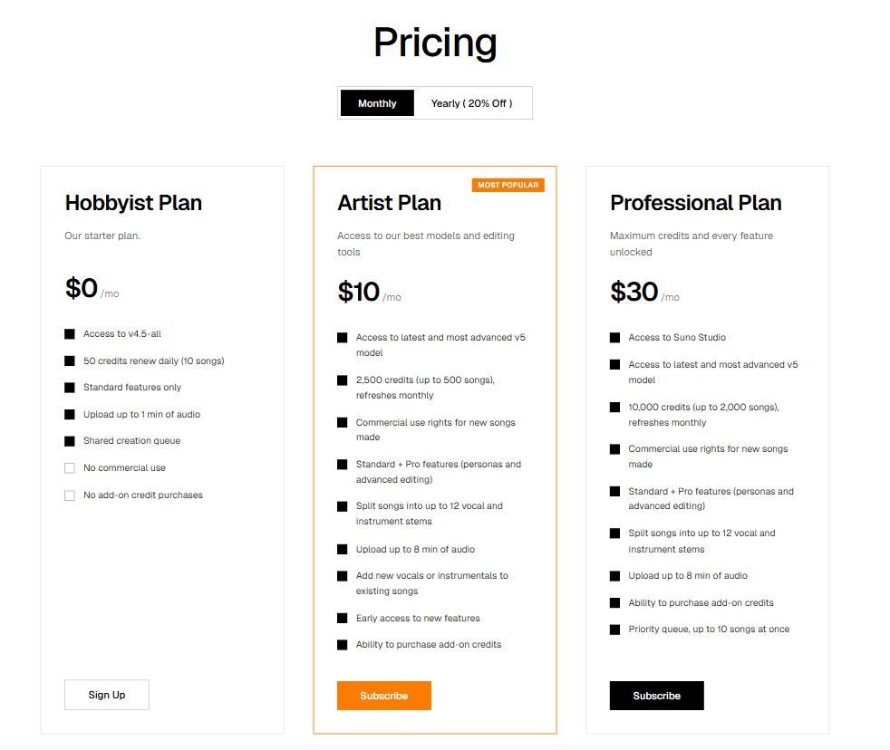 Mobile SaaS template pricing section screenshot